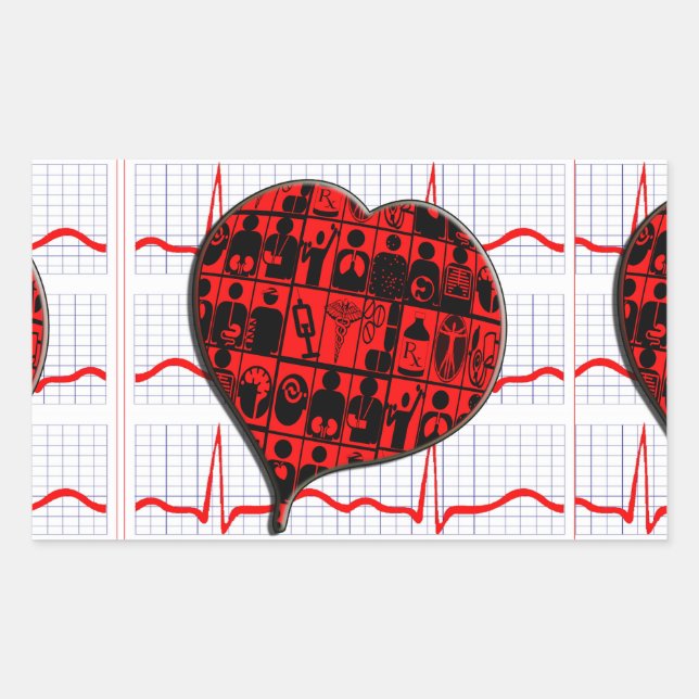 CCU HEART EKG MEDICAL SPECIALTIES RECHTECKIGER AUFKLEBER (Vorderseite)