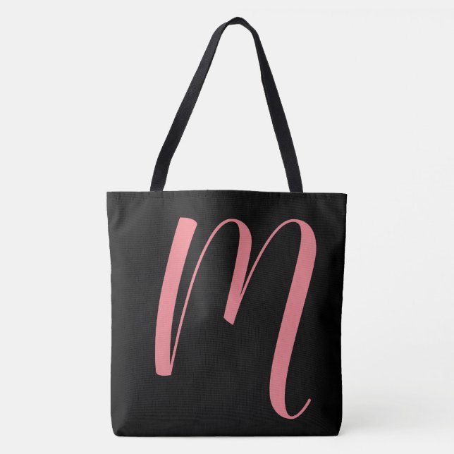Ccustom M Script Monogram Blacktote Tasche (Vorderseite)