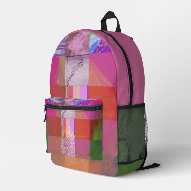 CD1FE646 Abstrakte digitale Glitch-Art-Gitternetz- Bedruckter Rucksack (Rückseitige Ecke Rechts)