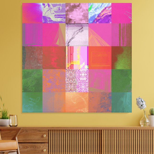 CD1FE646 Abstrakte digitale Glitch-Art-Gitternetz- Leinwanddruck (Insitu (Wohnzimmer))