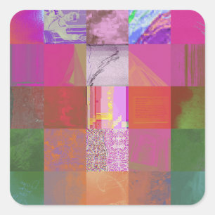 CD1FE646 Abstrakte digitale Glitch-Art-Gitternetz- Quadratischer Aufkleber