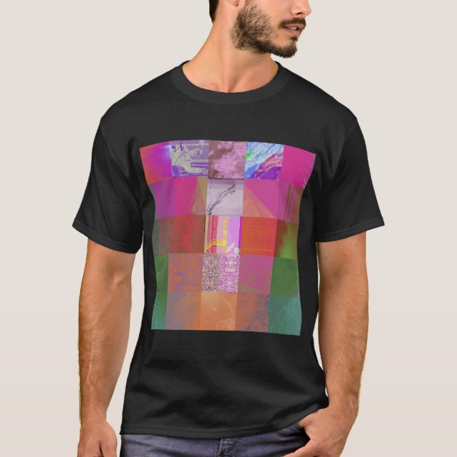 CD1FE646 Abstrakte digitale Glitch-Art-Gitternetz- T-Shirt (Vorderseite)