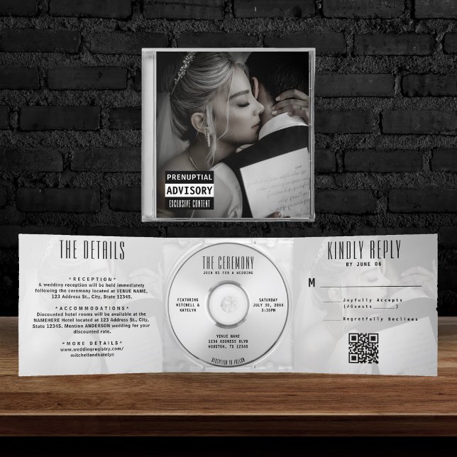 CD-Album Cover Booklet Hochzeit in einem Dreifach Gefaltete Einladung (Von Creator hochgeladen)