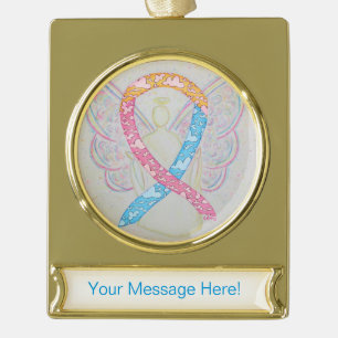 CDH Awareness Ribbon Angel Banner-Ornament Gold