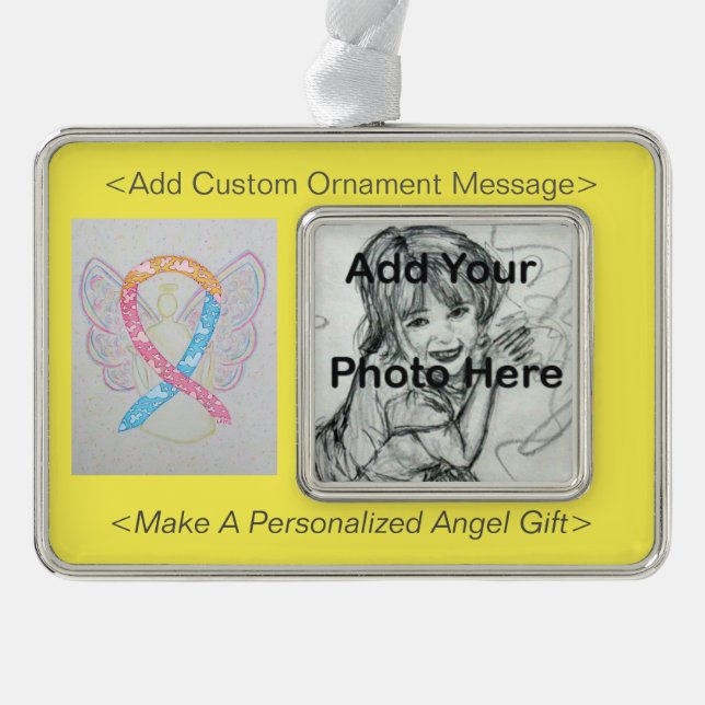 CDH Awareness Ribbon Angel Ornament Rahmen-Ornament Silber (Vorderseite)