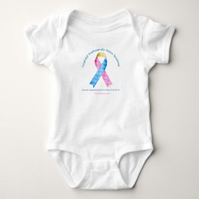 (CDHAR-01) CDH Awareness Ribbon Baby Bodysuit Baby Strampler (Vorderseite)
