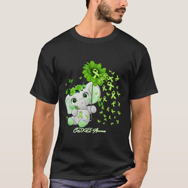 CDKL5 Bewusstsein - Sonnenblumenband des Elefanten T-Shirt (Vorderseite)