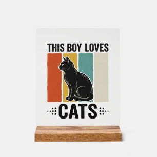 Ce garçon aime les chats Design Rétro pour amateur