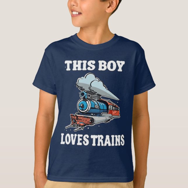 Ce garçon aime les trains - Fun Kids T-Shirt Desig (Devant)