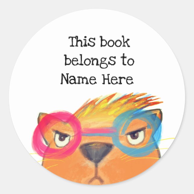 Ce Livre Appartient Au Étiquette De Super Chat En  (Devant)