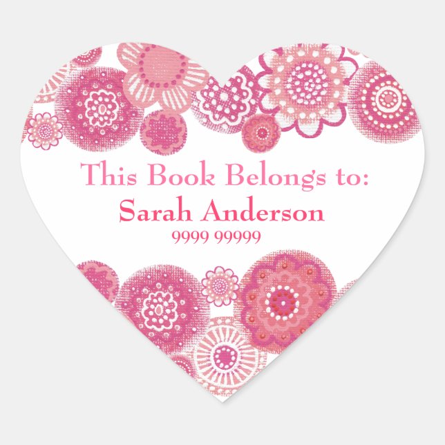 Ce Livre Appartient Au Sticker En Forme De Coeur R (Devant)