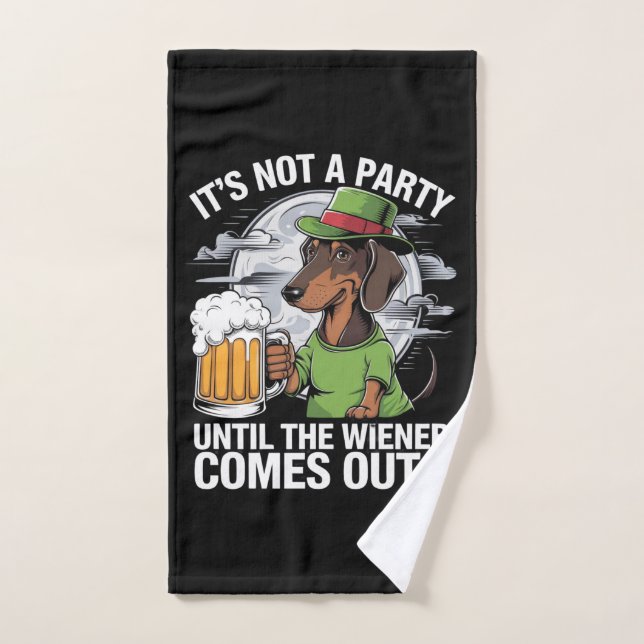 Ce n'est pas une fête jusqu'à Dachshund Irish Beer (Serviette à main)
