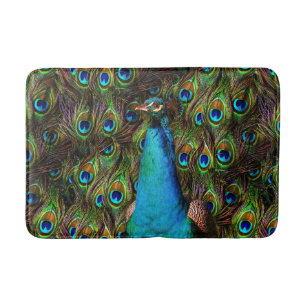 Ce paon vous observe ! Tapis de bain