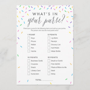 Ce qui est dans votre carte de jeu de baby shower