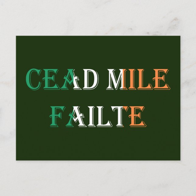 Cead Mile Failaid auf Irish Flag pccn Postkarte (Vorderseite)