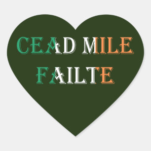 Cead Mile Failaid auf Irish Flag stkcn Herz-Aufkleber