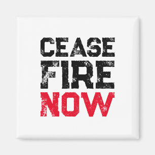 Cease Fire Now Black Red White Grunge Typografie Magnet
