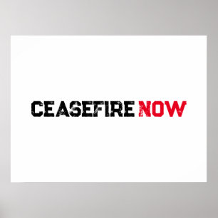 Cease Fire Now Black Red White Grunge Typografie Poster