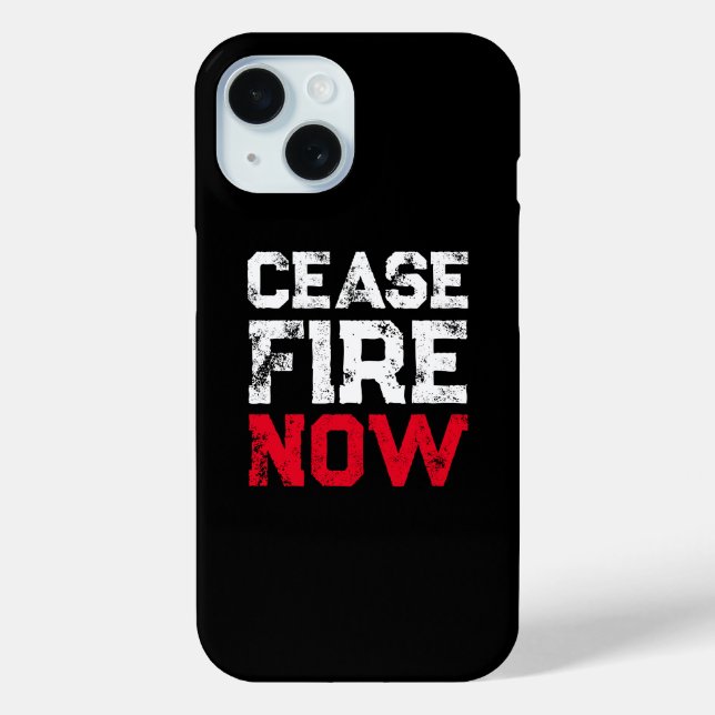 Cease Fire Now white red black grunge anti war Case-Mate iPhone Hülle (Rückseite)