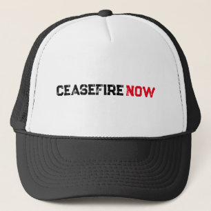 Cease Fire Now white red black grunge typography Truckerkappe