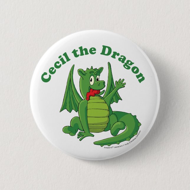 Cecil der Drache-Knopf Button (Vorderseite)