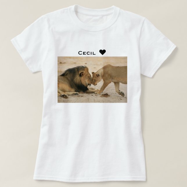 Cecil-Show irgendein Liebe-Löwe u. Löwin T-Shirt (Design vorne)