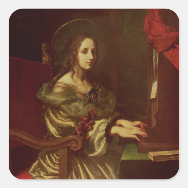 Cecilia 2 quadratischer aufkleber (Vorderseite)