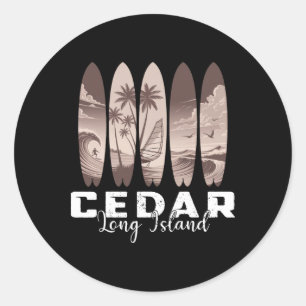 Cedar Beach Long Island Surfbrett Männer Frauen Su Runder Aufkleber