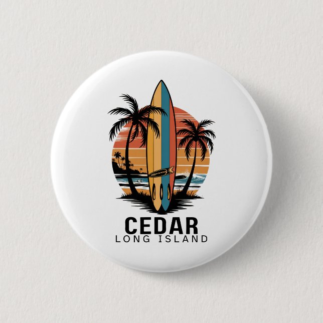 Cedar Beach Long Island Surfen Surfer _1  Button (Vorderseite)