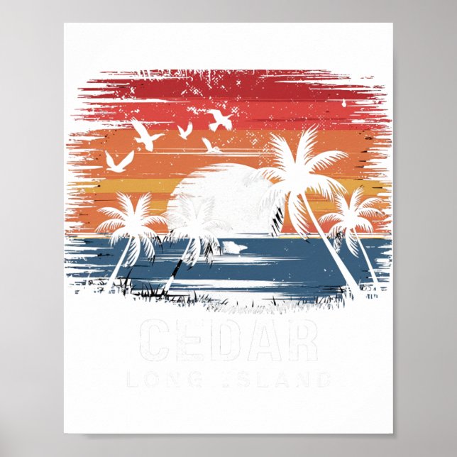 Cedar Beach Long Island Surfen Surfer  Poster (Vorne)