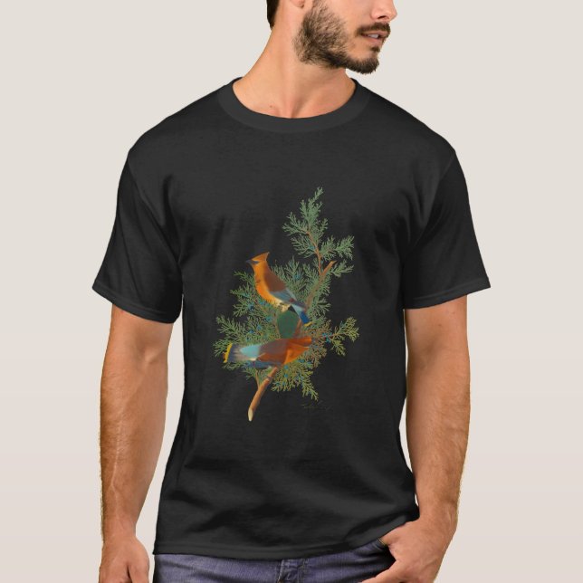 Cedar Bird von Birds of America lustig T-Shirt (Vorderseite)