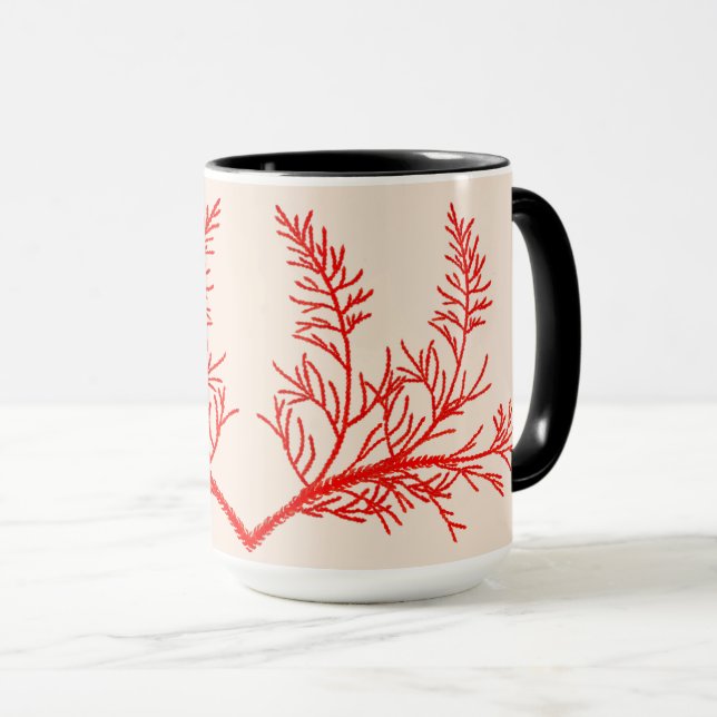 Cedar-Blätter auf einer Combo-Tasse (15 oz.) Tasse (VorderseiteRechts)