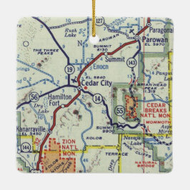 Cedar City Utah Retro Karte Keramikornament