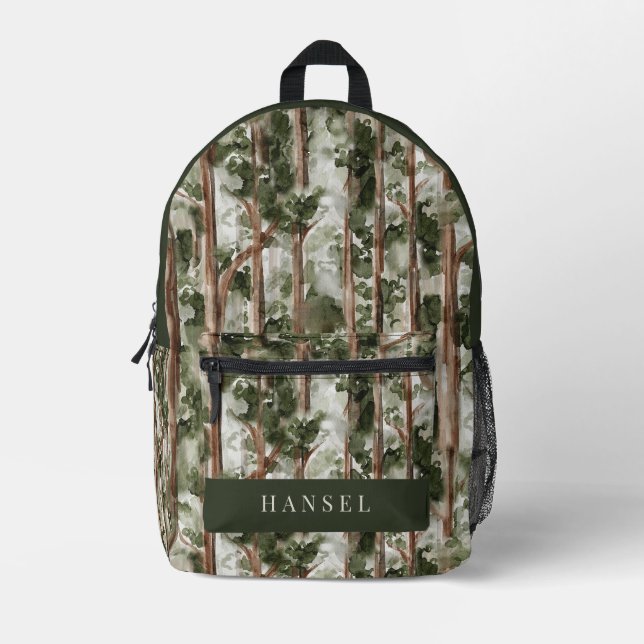 Cedar Forest Woods Watercolor Bedruckter Rucksack (Vorderseite)