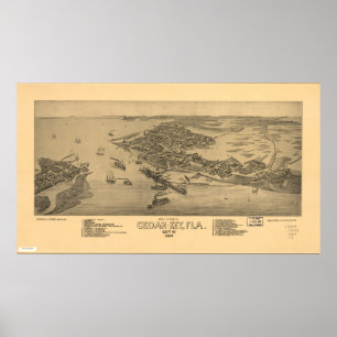 Cedar Key Florida 1884 Panoramakarte Poster