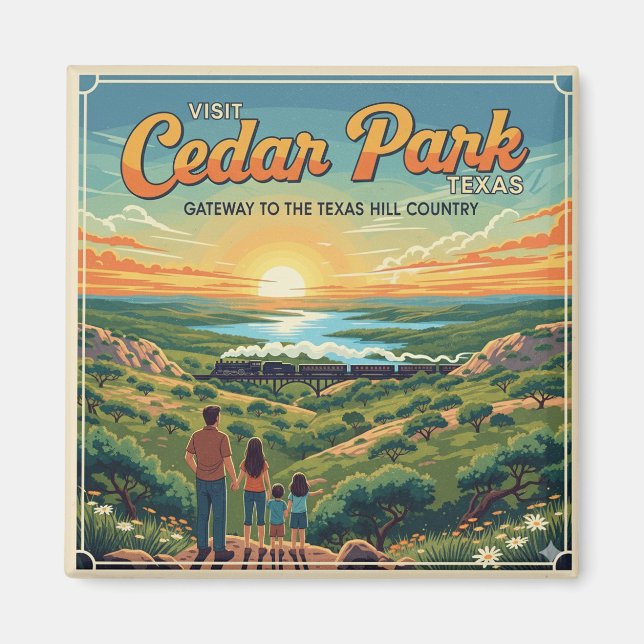 Cedar Park, Texas Vintage Travel Poster Magnet (Vorne)