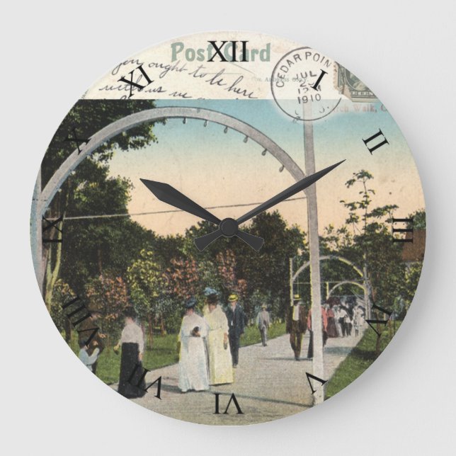 Cedar Point Ohio Post Card Clock - 1910 Große Wanduhr (Vorderseite)