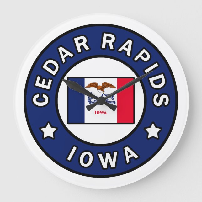 Cedar Rapids Iowa Große Wanduhr (Vorderseite)