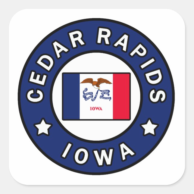Cedar Rapids Iowa Quadratischer Aufkleber (Vorderseite)