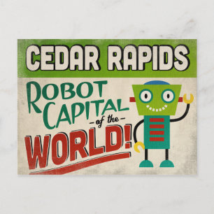 Cedar Rapids Iowa Robot - Funny Vintag Postkarte