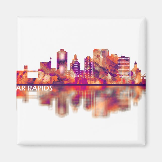 Cedar Rapids Iowa Skyline Magnet (Vorne)