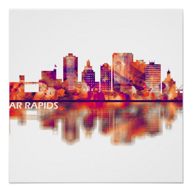 Cedar Rapids Iowa Skyline Poster (Vorderseite)
