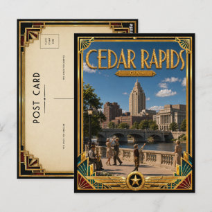 Cedar Rapids Iowa Vintage Art Deco Golden Age Postkarte