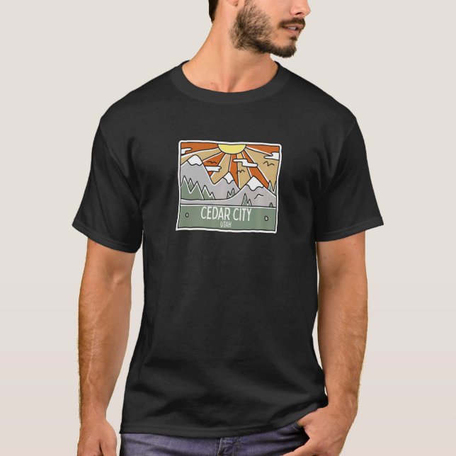 Cedar Stadt Utah Berge UT Urlaub Vorgeschichte T-Shirt (Vorderseite)
