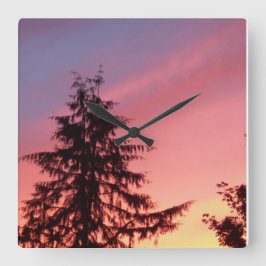 Cedar Sunrise Washington Staat Square Clock Quadratische Wanduhr