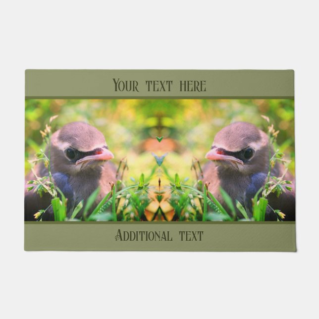 Cedar Waxwing Fledgling Bird Personalisiert Fußmatte (Vorderseite)