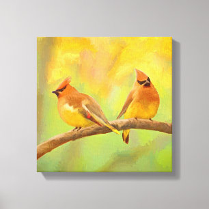 Cedar Waxwing Malerei - Niedliche Original Hunde K Leinwanddruck