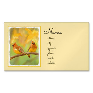 Cedar Waxwing Malerei - Niedliche Original Hunde K Magnetische Visitenkarte