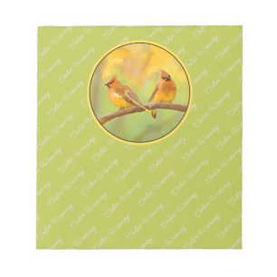 Cedar Waxwing Malerei - Niedliche Original Hunde K Notizblock