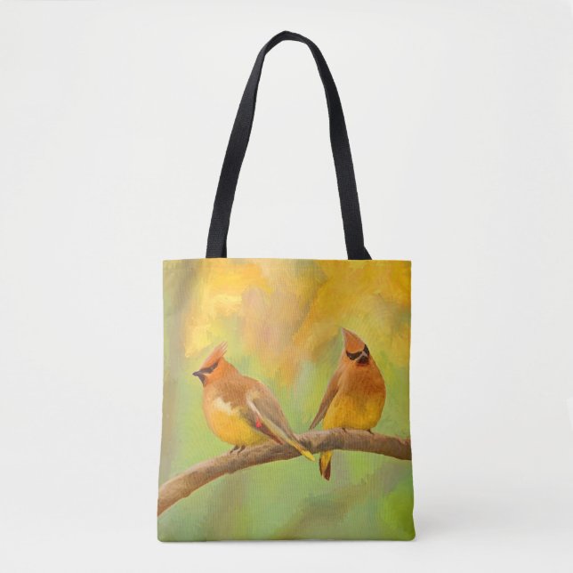 Cedar Waxwing Malerei - Niedliche Original Hunde K Tasche (Vorderseite)